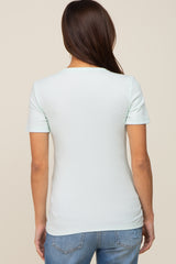 Mint Ribbed Short Sleeve Maternity Top