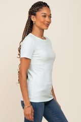 Mint Ribbed Short Sleeve Top