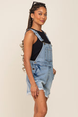 Blue Distressed Short Overalls