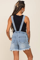 Blue Distressed Short Overalls