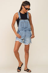 Blue Distressed Short Overalls