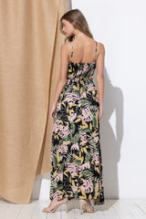 Black Pink Printed Maxi Dress