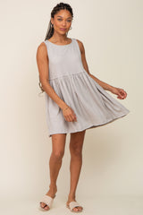 Grey Sleeveless Babydoll Mini Dress