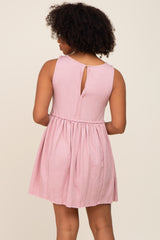 Mauve Sleeveless Babydoll Mini Dress