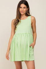 Lime Sleeveless Babydoll Maternity Mini Dress