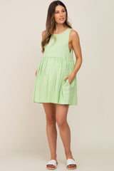 Lime Sleeveless Babydoll Maternity Mini Dress