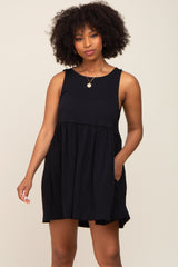 Black Sleeveless Babydoll Maternity Mini Dress