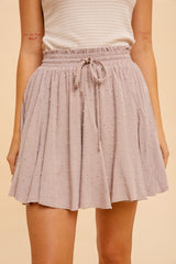 Grey Swissdot Flare Mini Skirt