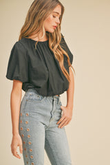 Black Cropped Bubble Top