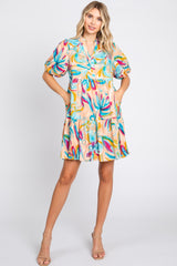 Multicolor Abstract Floral Dress