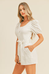 White Puff Sleeve Romper