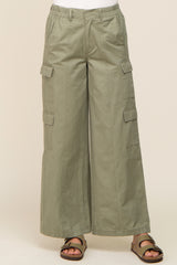 Olive Double Pocket Wide Leg Cargo Pants