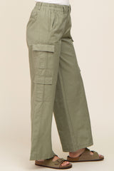 Olive Double Pocket Wide Leg Cargo Pants