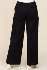 Black Double Pocket Wide Leg Cargo Pants