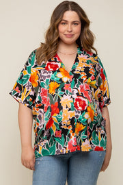 Black Floral V-Neck Maternity Plus Blouse