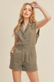 Gray Sleeveless Denim Romper