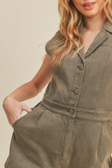 Gray Sleeveless Denim Romper