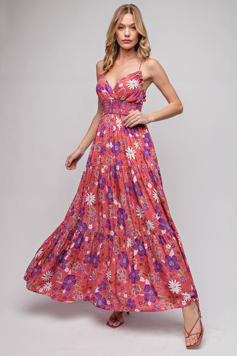 Pink Floral Printed Maxi Dress – PinkBlush