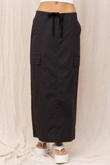 Black Parachute Maxi Skirt