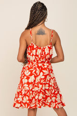 Red Floral Ruffle Dress