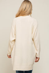 Cream Cable Knit Accent Maternity Cardigan