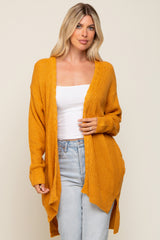 Yellow Cable Knit Accent Maternity Cardigan