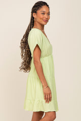 Lime V-Neck Tiered Cutout Back Dress