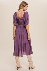 Plum Ruffle Front Tie Tiered Maxi Dress