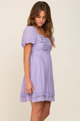 Lavender Pleated Ruffle Dress