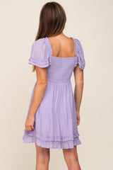 Lavender Pleated Ruffle Dress