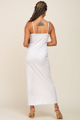 White Ribbed Sleeveless Maxi Dress