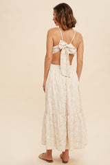 Cream Cut Out Bow Back Cami Maxi Dress