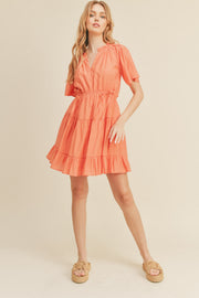 Coral Tiered Mini Dress