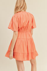 Coral Tiered Mini Dress