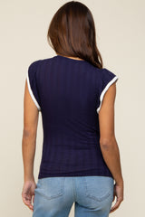 Navy Cap Sleeve Knit Maternity Top