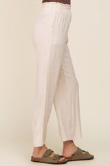 Beige Linen Wide Leg Pants