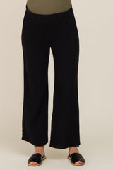 Black Linen Wide Leg Maternity Pants