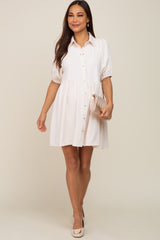 Cream Button Down Maternity Mini Dress