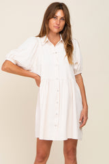 Cream Button Down Maternity Mini Dress