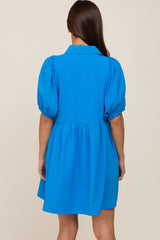 Aqua Button Down Maternity Mini Dress