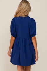 Navy Blue Button Down Maternity Mini Dress