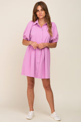 Lavender Button Down Mini Dress