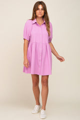 Lavender Button Down Mini Dress