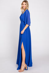 Royal Blue Chiffon V-Neck Smocked Waist Maxi Dress