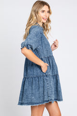 Blue Chambray Tiered Shirt Dress