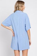 Blue Terry Cloth Collared Romper