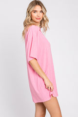 Pink Terry Cloth Collared Romper