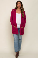 Magenta Front Pocket Maternity Cardigan