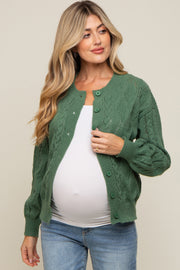 Green Mixed Knit Maternity Cardigan