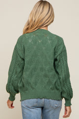 Green Mixed Knit Maternity Cardigan